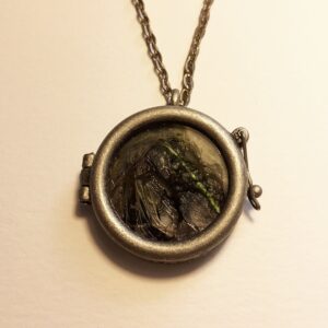 Shadow Box (Round) Rooster Feather Necklace