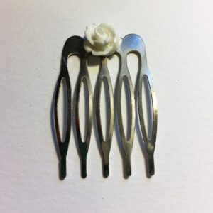 White Resin Rose Hair Comb Jewelry