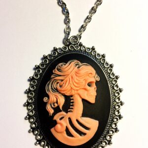 Lady Skeleton Cameo Necklace Jewelry