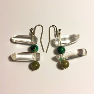 Turquoise Labradorite & Glass Crystal Earrings