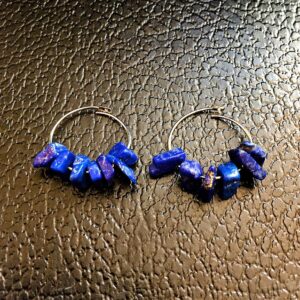 Lapis Gemstone Hoop Earrings