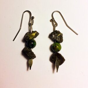 Pyrite Crystal & Labradorite Gemstone Earrings