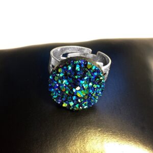 Blue & Green Druzy Crystal Ring