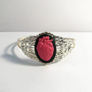 Anatomical Heart Cameo Cuff Bracelet