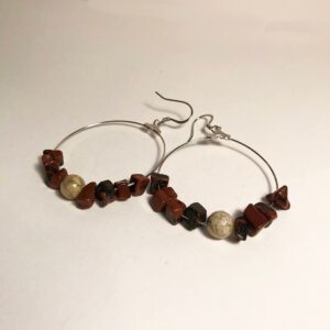 Mahogany Obsidian Gemstone Hoop Earrings