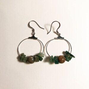 Moss Agate & Jasper Gemstone Hoop Earrings