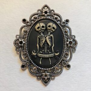 Skeleton twins cameo necklace siamese twins pendant
