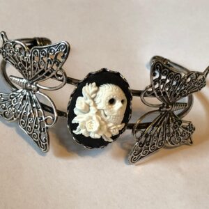 Skull and butterfly cuff cameo bracelet