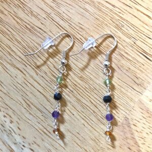 Multicolored earrings // Sterling Silver Crystal Gemstone Earrings // Gemstone Dangle Earrings // Rosary dangle earrings
