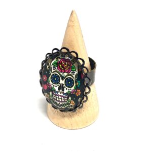 Sugar Skull Day of the Dead Ring / Sugar skull ring // skull adjustable ring