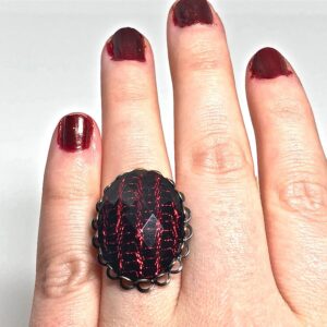Red ring // Red and black faceted ring // stichy red and black ring // Red & Black ring