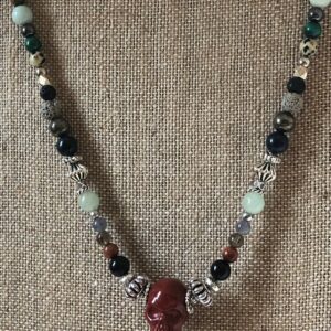 Skull gemstone beaded necklace