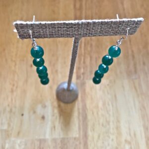 Emerald bead earrings // Sterling Silver Crystal Gemstone Earrings // Emerald Gemstone Dangle Earrings // Crystal gemstone dangle earrings