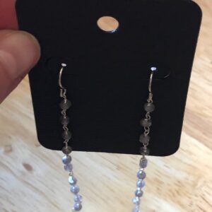 Labradorite sterling silver wire wrapped rosary chain earrings // Labradorite dangle Earrings // Gemstone Earrings // Rosary dangle earrings
