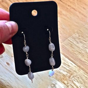 Blue lace agate bead earrings // Sterling Silver Earrings // Blue lace agate Gemstone Dangle Earrings // Blue agate dangle earrings
