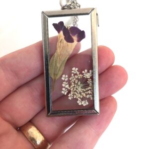 Shadow Box dried real flower Necklace