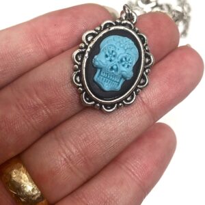Small Sugar Skull Cameo Necklace