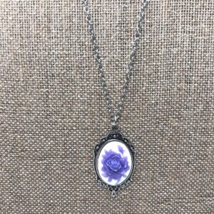 Purple rose cameo necklace