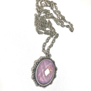 Liliac Purple opal acrylic cab necklace