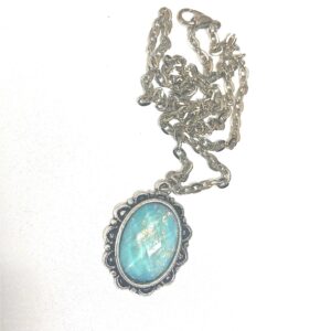 Light Blue or teal opal acrylic cab necklace