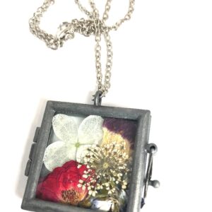 Real flowers locket necklace Shadow Box dried real flowers Necklace