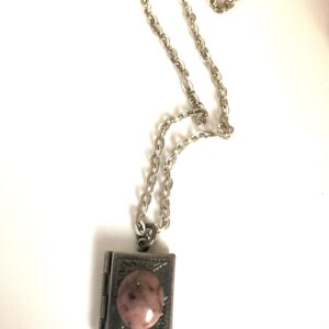 Small rhodonite bronze locket Necklace