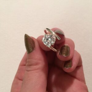 Cubic zirconia hand made sterling silver ring