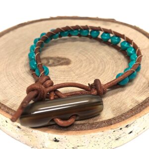 blue bead bracelet Chan luu wrap bracelet wood bead wrap bracelet leather wrap bracelet boho teal beaded leather wrap