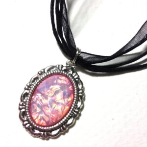 Pink opal acrylic cab necklace