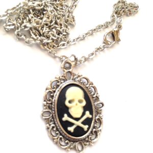 Skull and bones cameo necklace