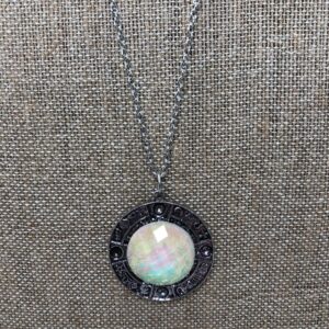 White round faceted opal Necklace