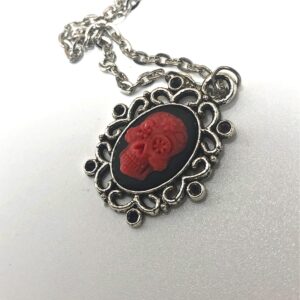 Small Sugar Skull Cameo Necklace