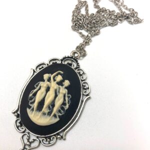 Three Nude naked lady art muses cameo/ 3 muses cameo necklace // Nude Muses Cameo Necklace