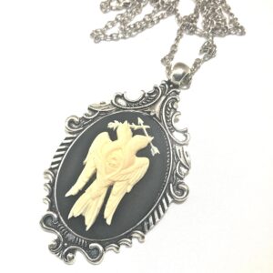 Two Birds Cameo Necklace // Ivory on black cameo pendant necklace
