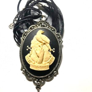 Bird Cameo Necklace // Ivory on black cameo pendant necklace