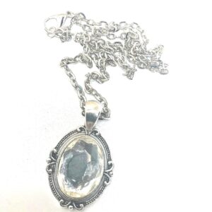 Clear glass Necklace // CZECH GLASS // 18x13mm // Clear glass jewel // Faceted Cabochon