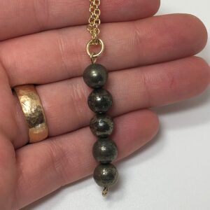 Pyrite bead necklace //  bead drop necklace // 8mm semiprecious gemstone beaded necklace
