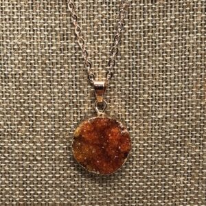 Orange druzy gold Necklace // orange druzy necklace // druzy necklace // Druzy circle pendant