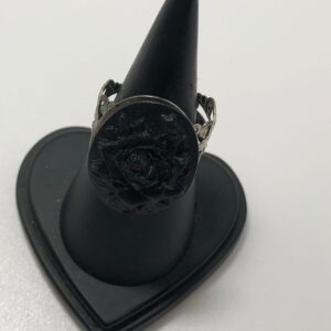 Black rose Cameo Ring // Silver Cameo Ring // 25x 18 Cameo ring