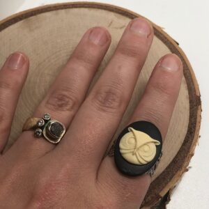 Owl Cameo Ring // Silver Cameo Ring // 25x 18 Cameo ring