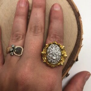 Druzy ring // silver druzy ring // silver druzy on gold ring