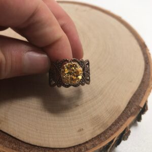 Druzy ring // Gold druzy ring // gold circle druzy on bronze adjustable filigree band