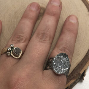 Druzy ring // silver druzy ring // silver druzy antique toned silver adjustable band