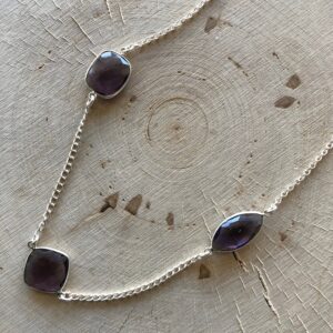 Amethyst Faceted sterling silver necklace //Purple necklace // Sterling Silver Necklace // Gemstone necklace