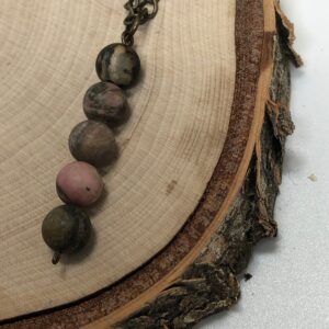 Rhodonite bead necklace // Semi precious bead drop necklace