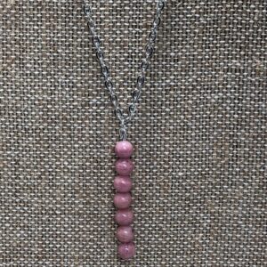 Rhodonite bead necklace // Semi precious bead drop necklace