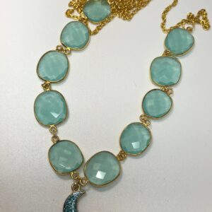 Aqua chalcedony gold Necklace // chalcedony necklace // Gemstone necklace