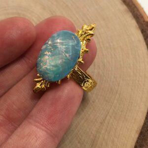 Teal Opal Ring // teal opal gold ring