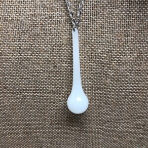 White glass necklace// White raindrop Necklace // White teardrop glass necklace