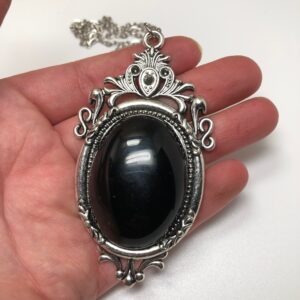 Jet black cabachon Necklace